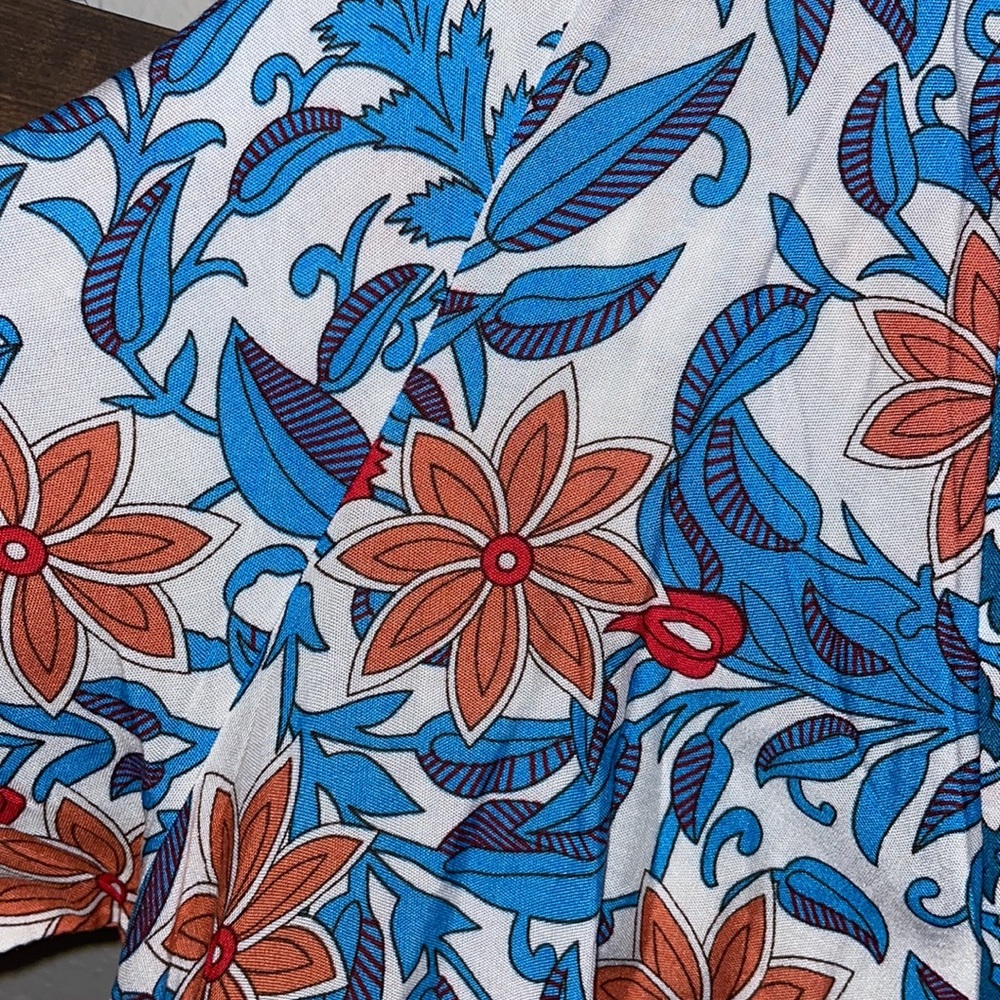 Bohemian Gypsy Floral Print Dress Tie Sleeve Slit - Picture 10 of 15